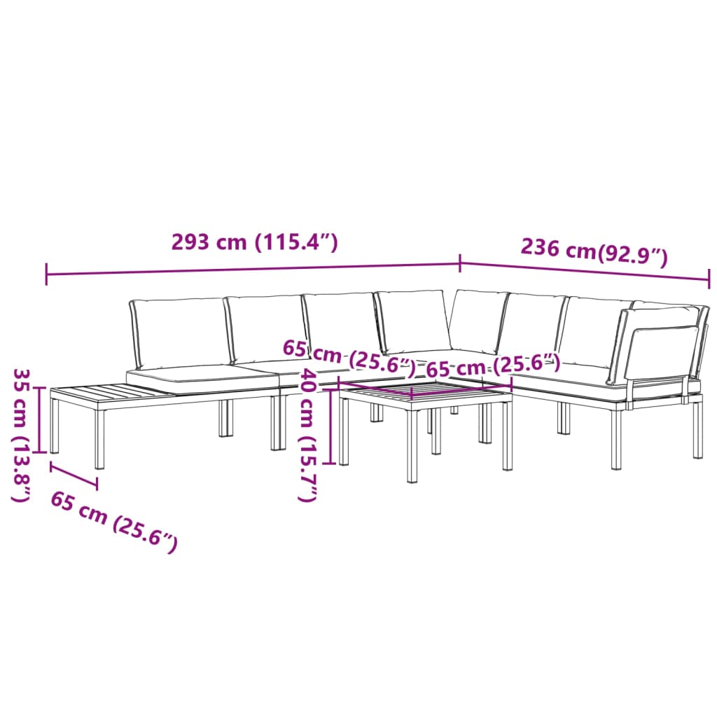 5-tlg. Garten-Sofagarnitur mit Kissen Schwarz Aluminium