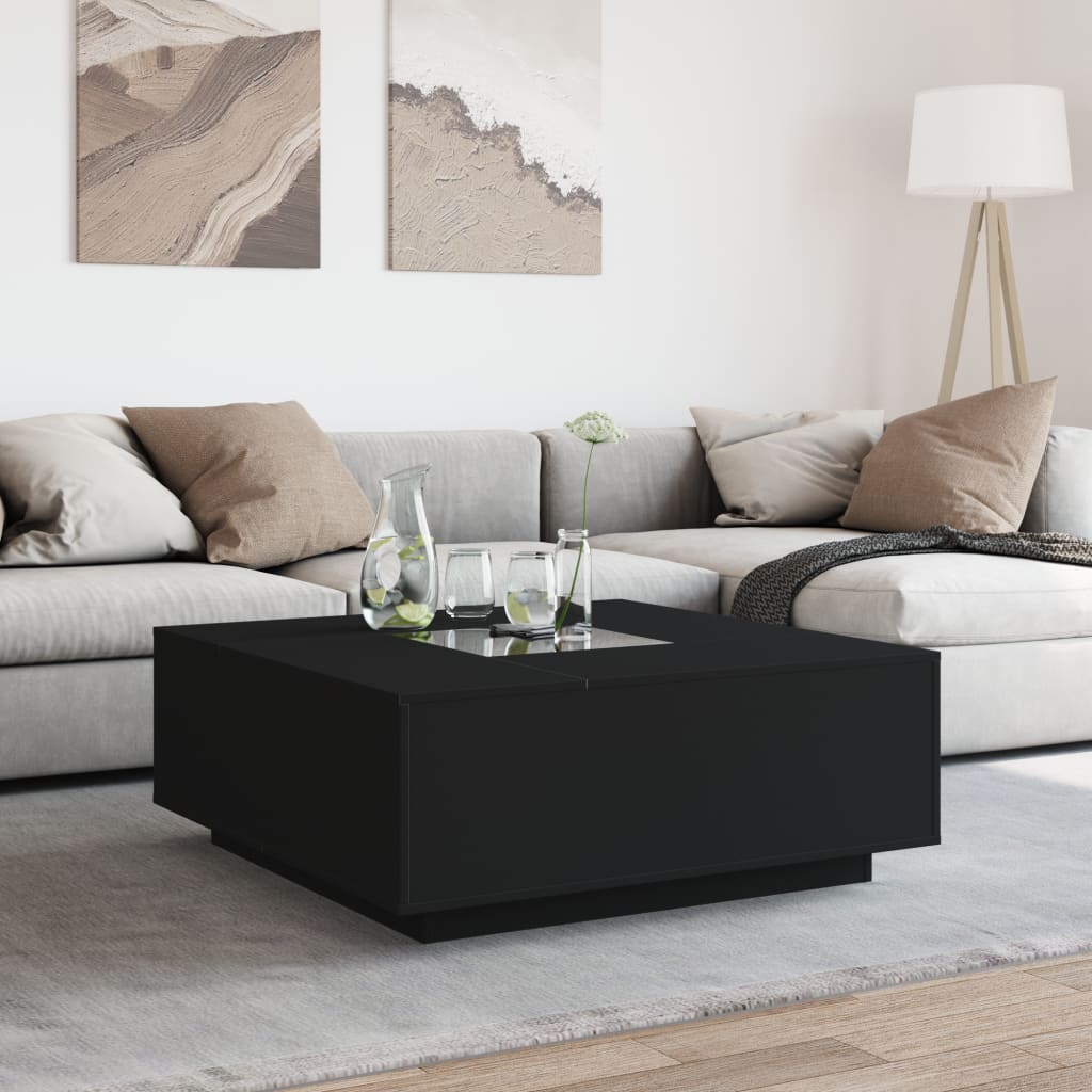 Couchtisch mit Infinity-LED Schwarz 100x100x40 cm