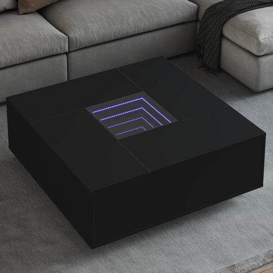 Couchtisch mit Infinity-LED Schwarz 100x100x40 cm