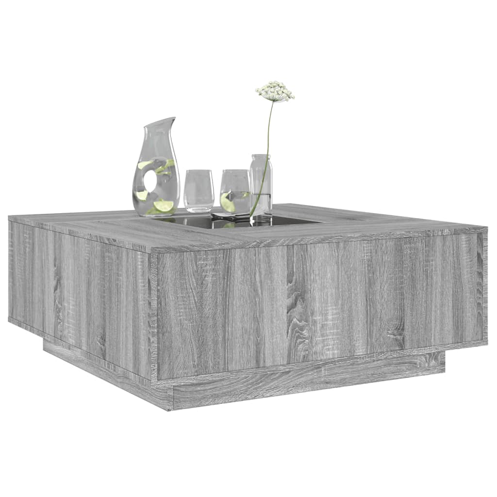 Couchtisch mit Infinity-LED Grau Sonoma 100x100x40 cm