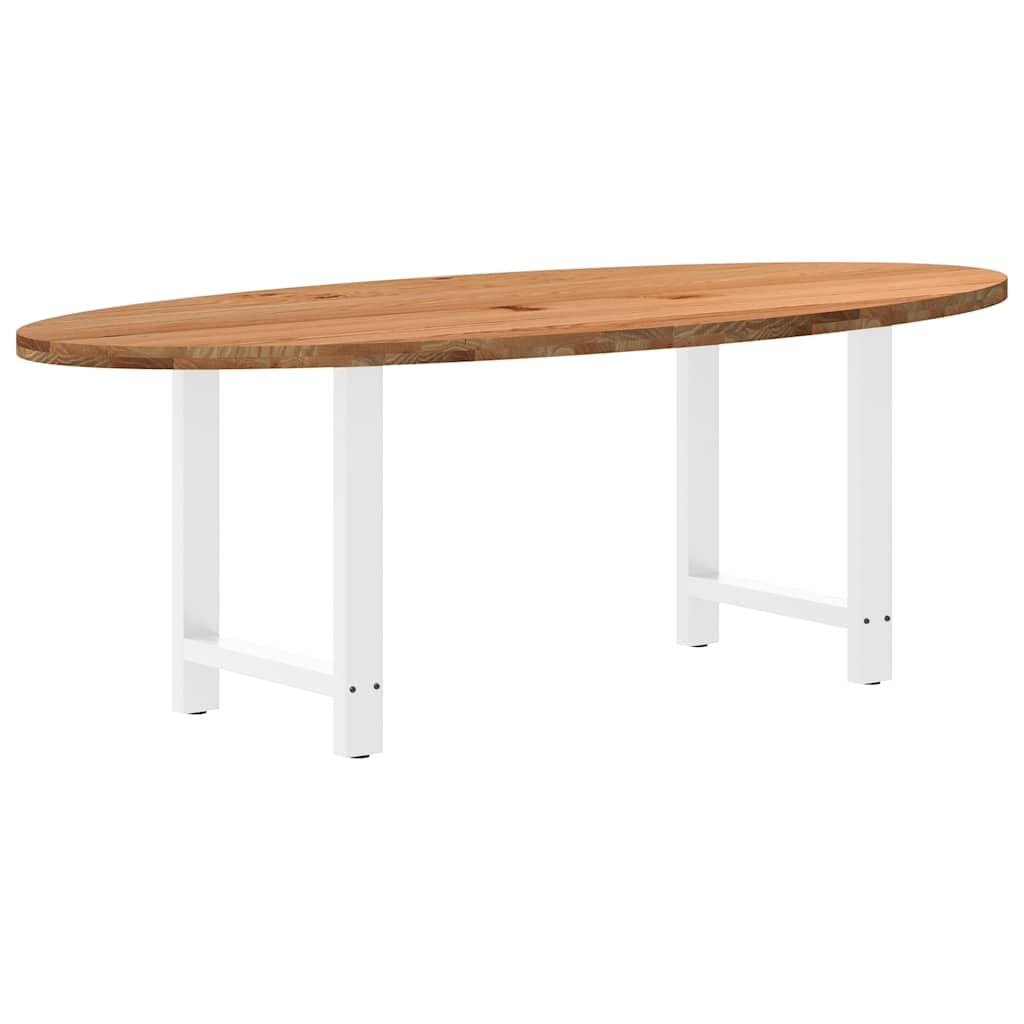 Esstisch Hellbraun 220x100x74 cm Massivholz Eiche Oval