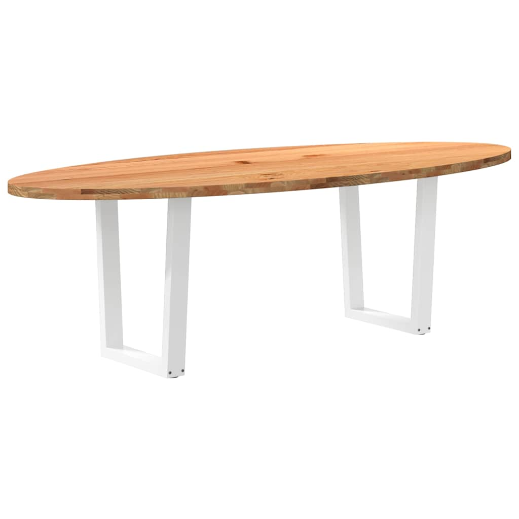 Esstisch Hellbraun 240x100x74 cm Massivholz Eiche Oval