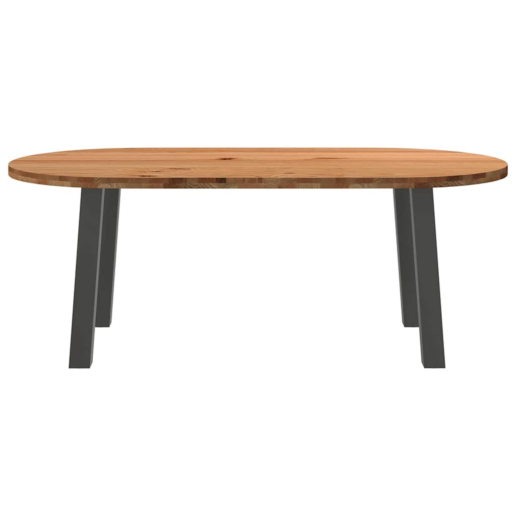 Esstisch Hellbraun 200x100x74 cm Massivholz Eiche Oval