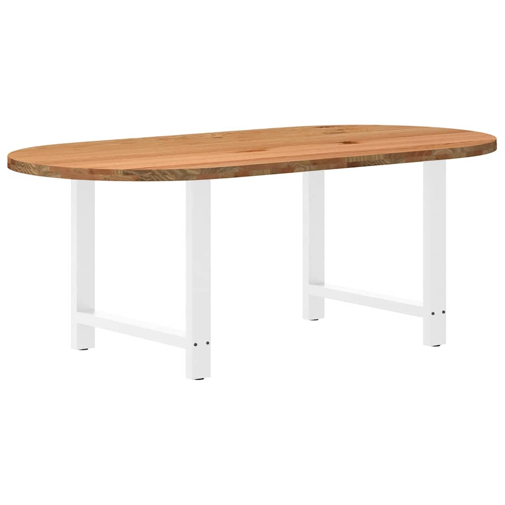 Esstisch Hellbraun 200x100x74 cm Massivholz Eiche Oval