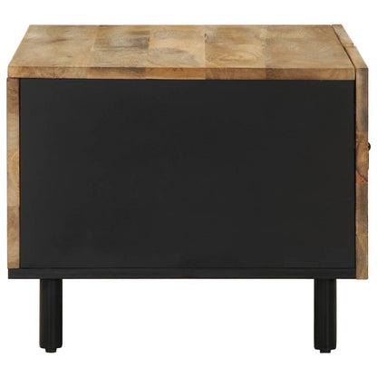 Couchtisch Schwarz 80x50x40 cm Raues Mangoholz