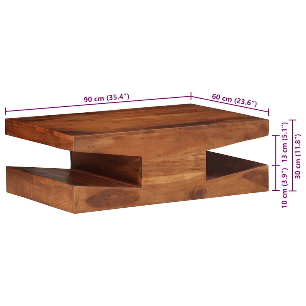 Couchtisch 90x60x30 cm Massivholz Akazie