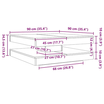 Couchtisch 360-Grad Drehbar Betongrau 90x90x34,5 cm