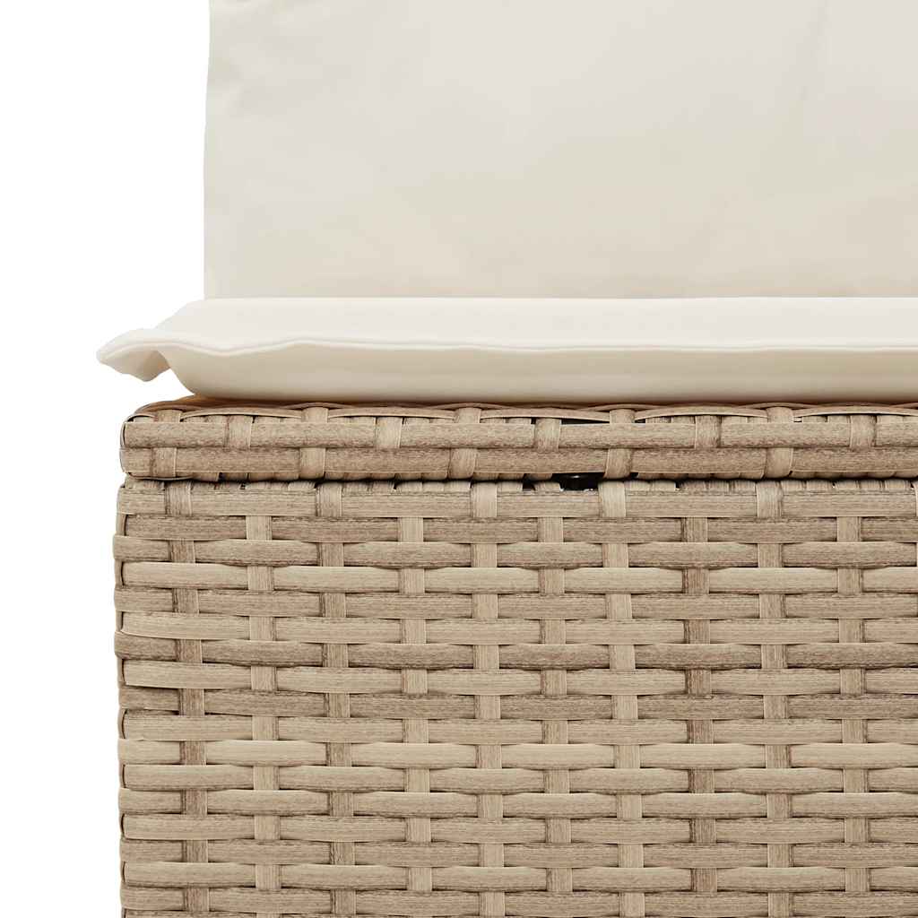 2-tlg. Garten-Sofagarnitur mit Kissen Beige Poly Rattan Akazie