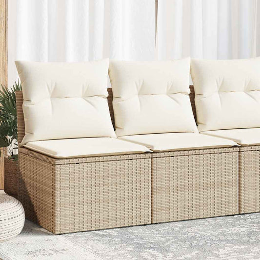 2-tlg. Garten-Sofagarnitur mit Kissen Beige Poly Rattan Akazie