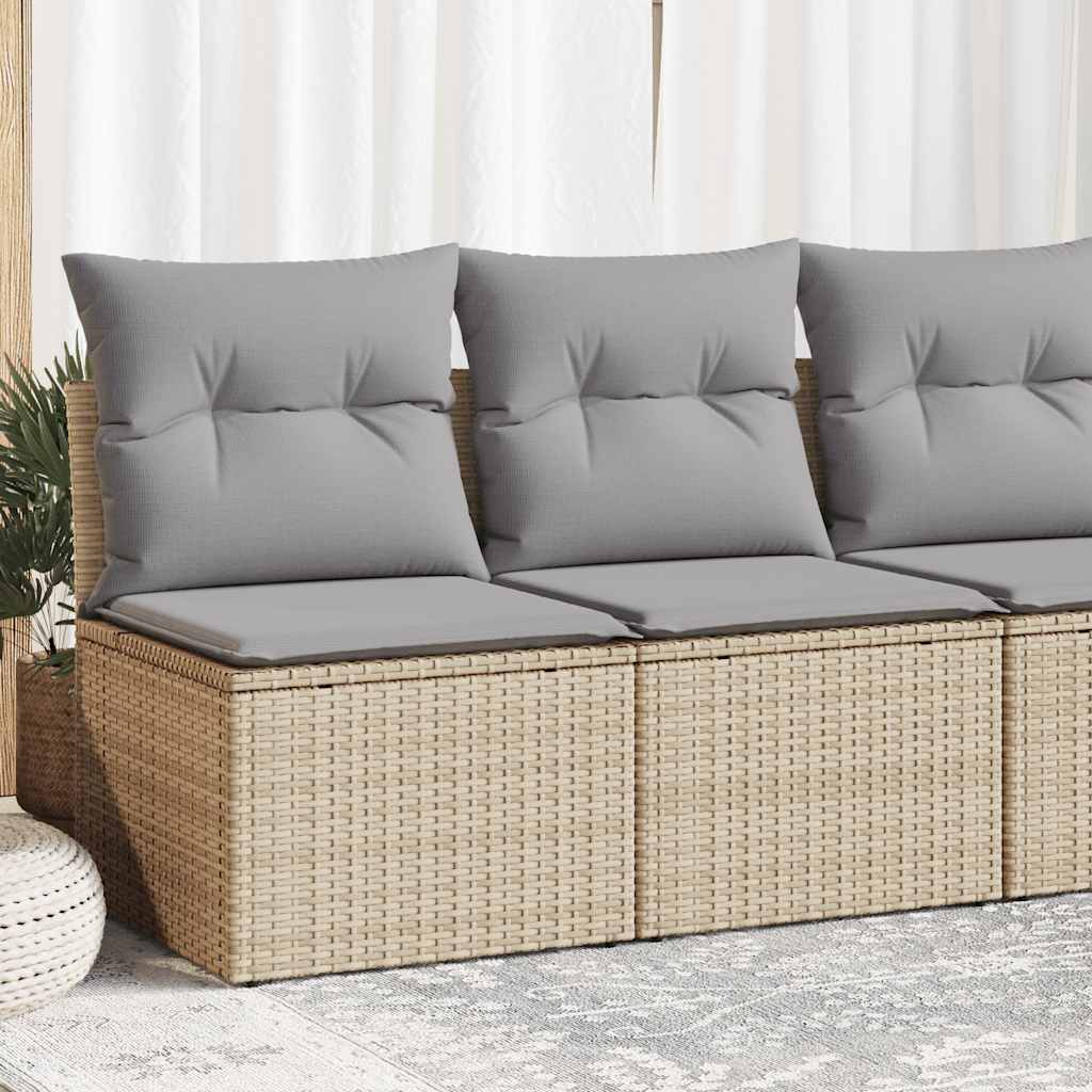 2-tlg. Garten-Sofagarnitur mit Kissen Beige Poly Rattan Akazie