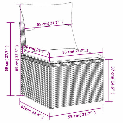 2-tlg. Garten-Sofagarnitur mit Kissen Hellgrau Poly Rattan