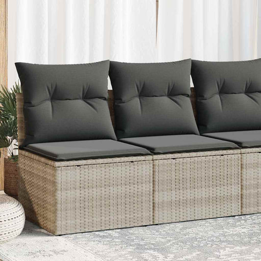 2-tlg. Garten-Sofagarnitur mit Kissen Hellgrau Poly Rattan