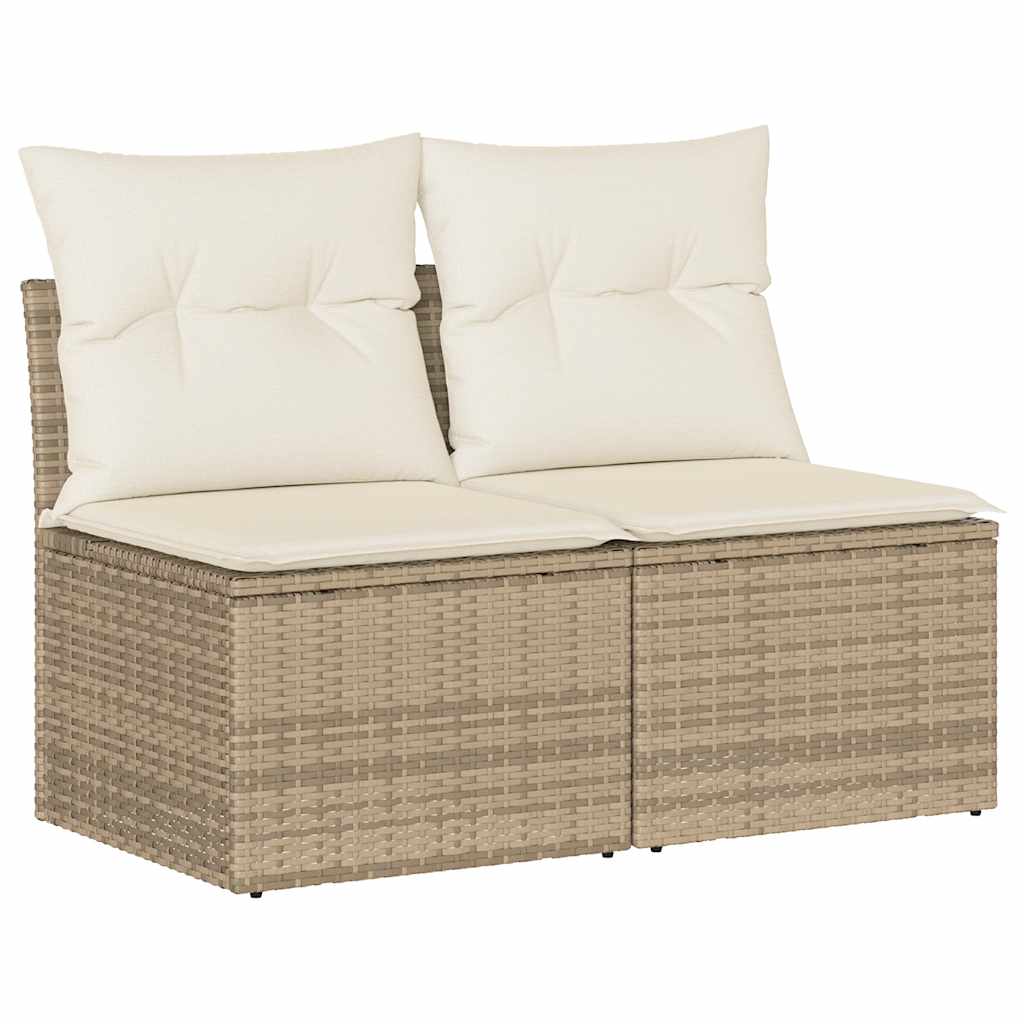 2-tlg. Garten-Sofagarnitur mit Kissen Beige Poly Rattan Akazie