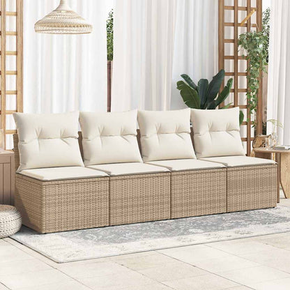 2-tlg. Garten-Sofagarnitur mit Kissen Beige Poly Rattan Akazie