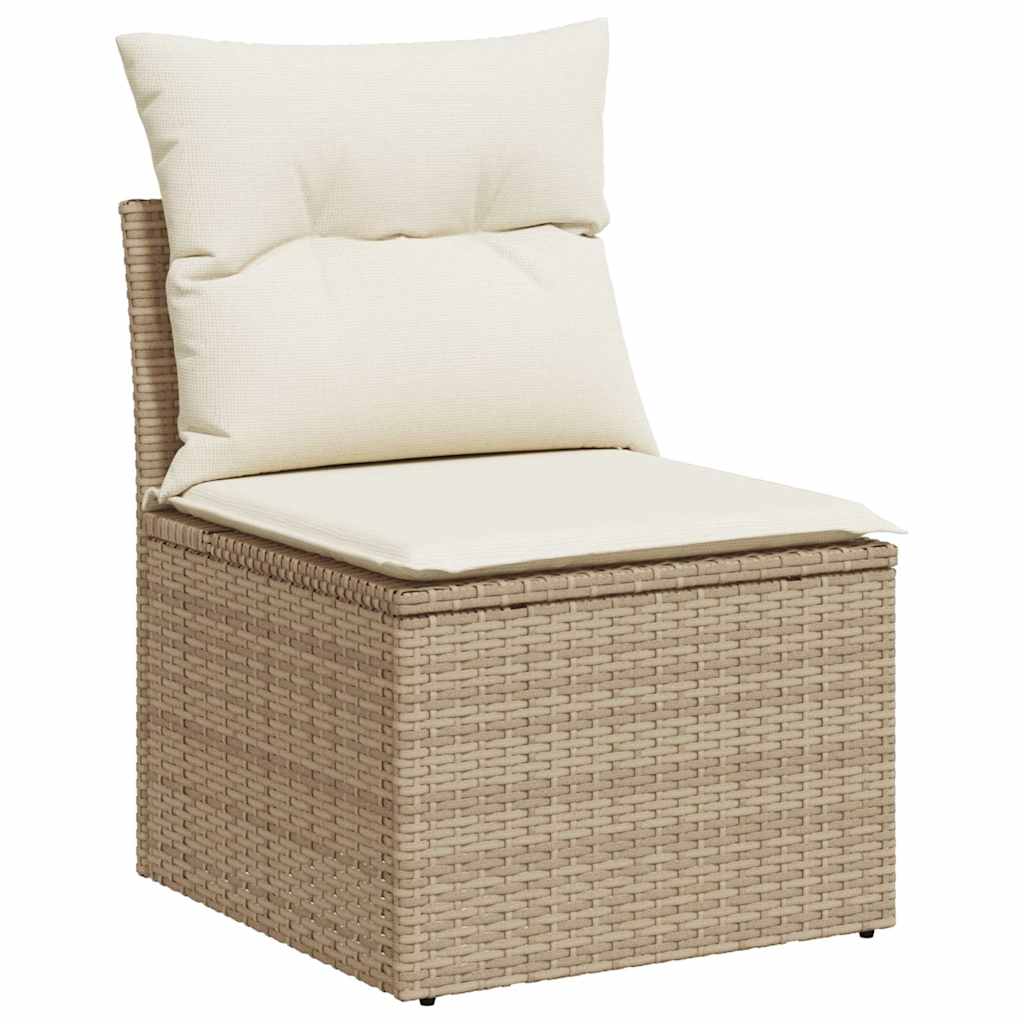 2-tlg. Garten-Sofagarnitur mit Kissen Beige Poly Rattan Akazie