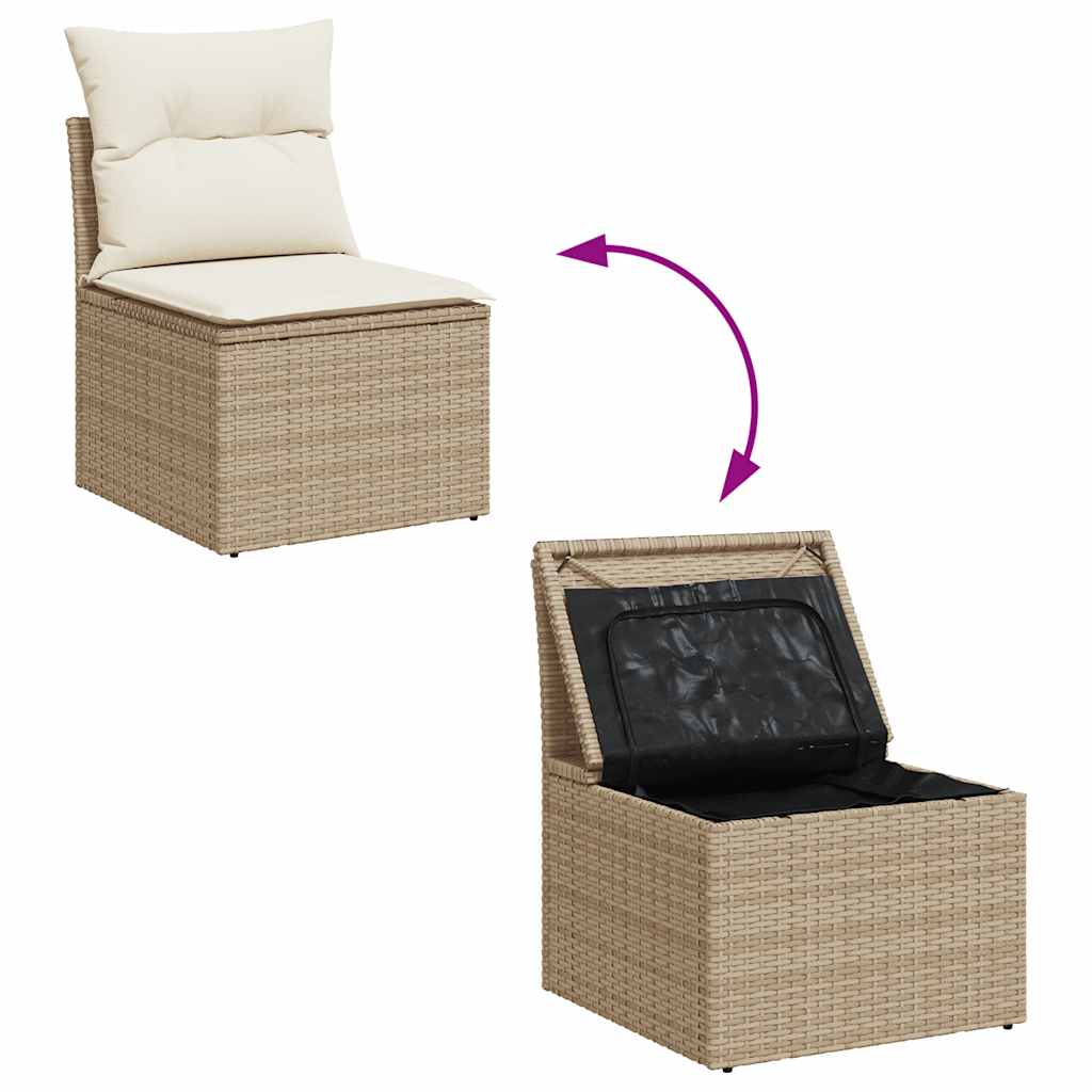 2-tlg. Garten-Sofagarnitur mit Kissen Beige Poly Rattan Akazie