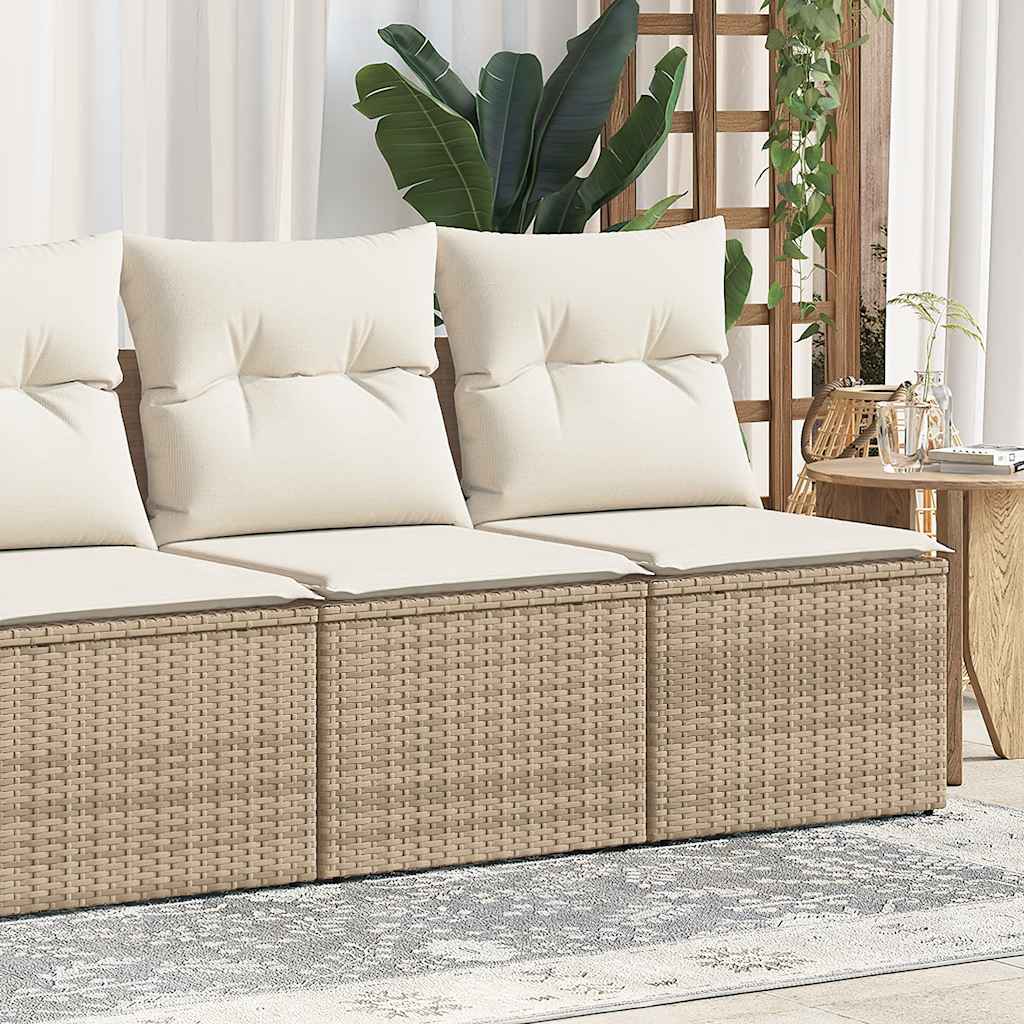 2-tlg. Garten-Sofagarnitur mit Kissen Beige Poly Rattan Akazie