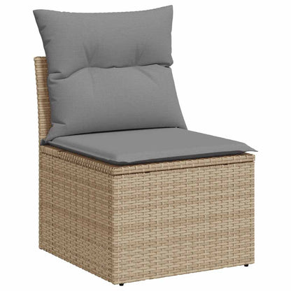 2-tlg. Garten-Sofagarnitur mit Kissen Beige Poly Rattan Akazie