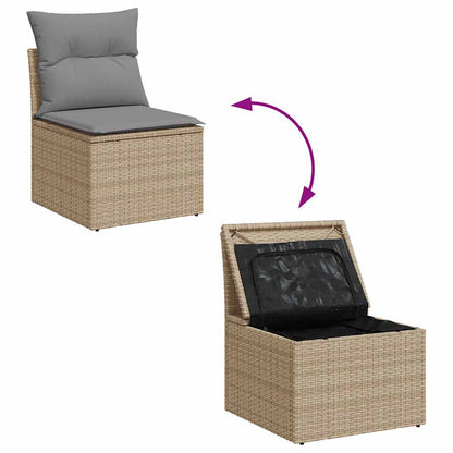 2-tlg. Garten-Sofagarnitur mit Kissen Beige Poly Rattan Akazie