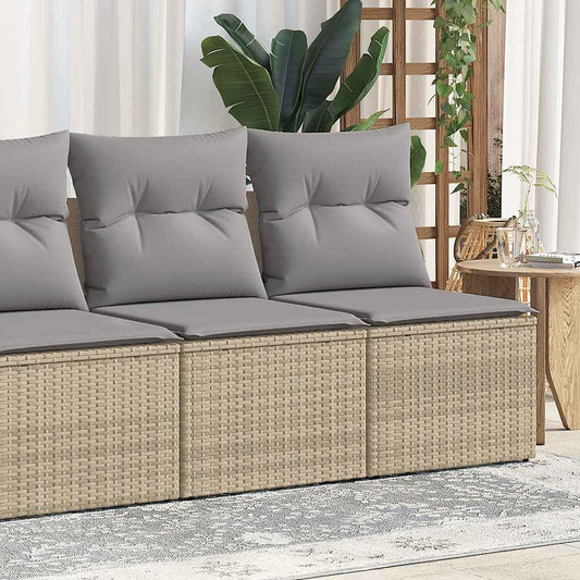 2-tlg. Garten-Sofagarnitur mit Kissen Beige Poly Rattan Akazie