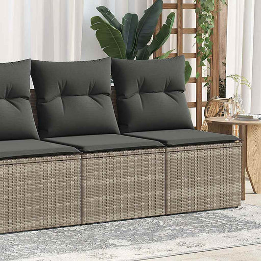 2-tlg. Garten-Sofagarnitur mit Kissen Grau Poly Rattan Akazie