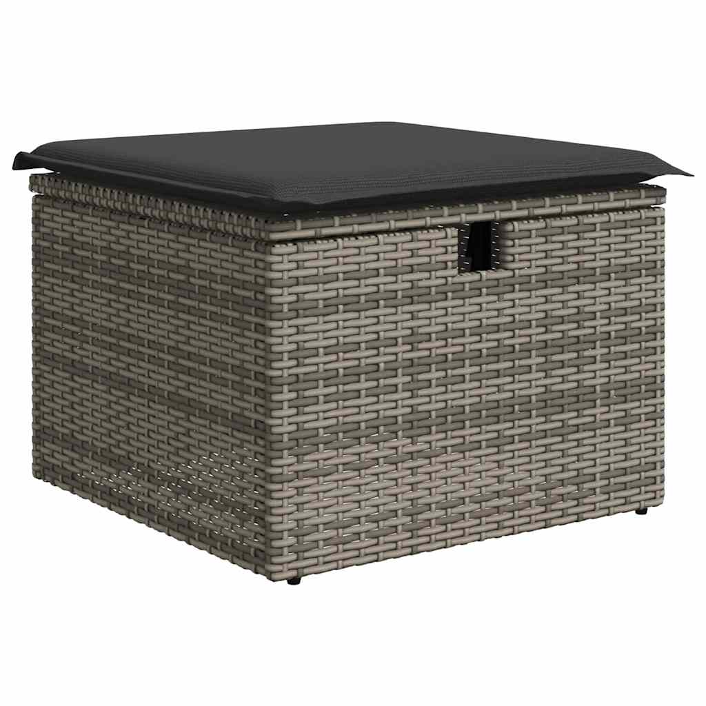 2-tlg. Garten-Sofagarnitur mit Kissen Grau Poly Rattan Akazie