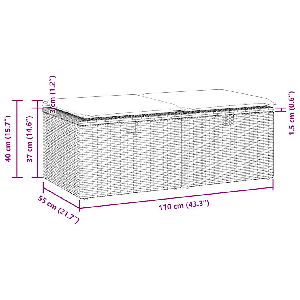 2-tlg. Garten-Sofagarnitur mit Kissen Grau Poly Rattan Akazie