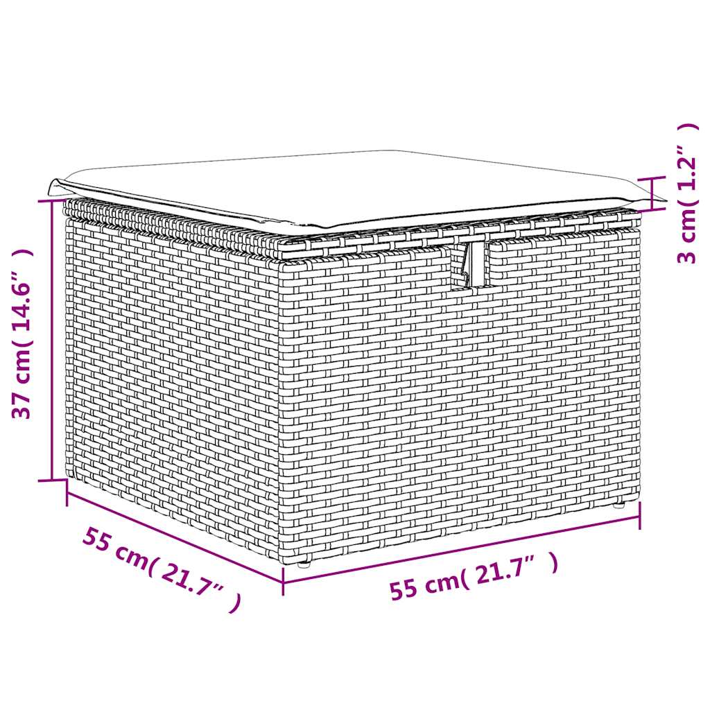 2-tlg. Garten-Sofagarnitur mit Kissen Grau Poly Rattan Akazie