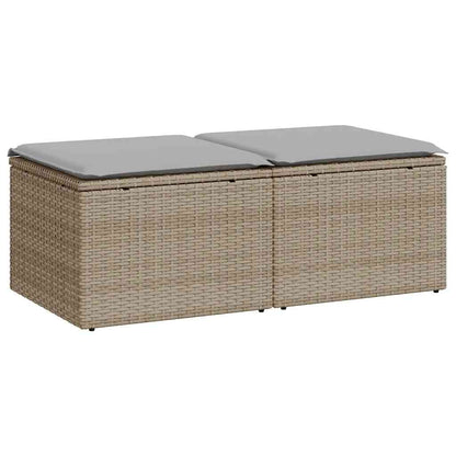 2-tlg. Garten-Sofagarnitur mit Kissen Beige Poly Rattan Akazie